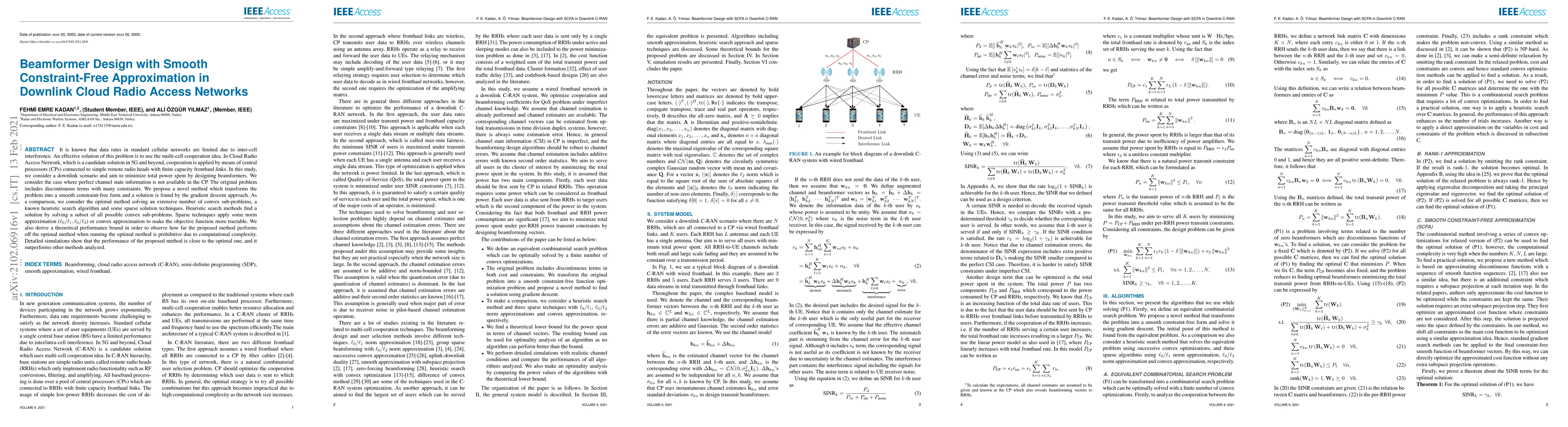 Thumbnail for Beamformer Design with Smooth Constraint-Free Approximation in Downlink
  Cloud Radio Access Networks