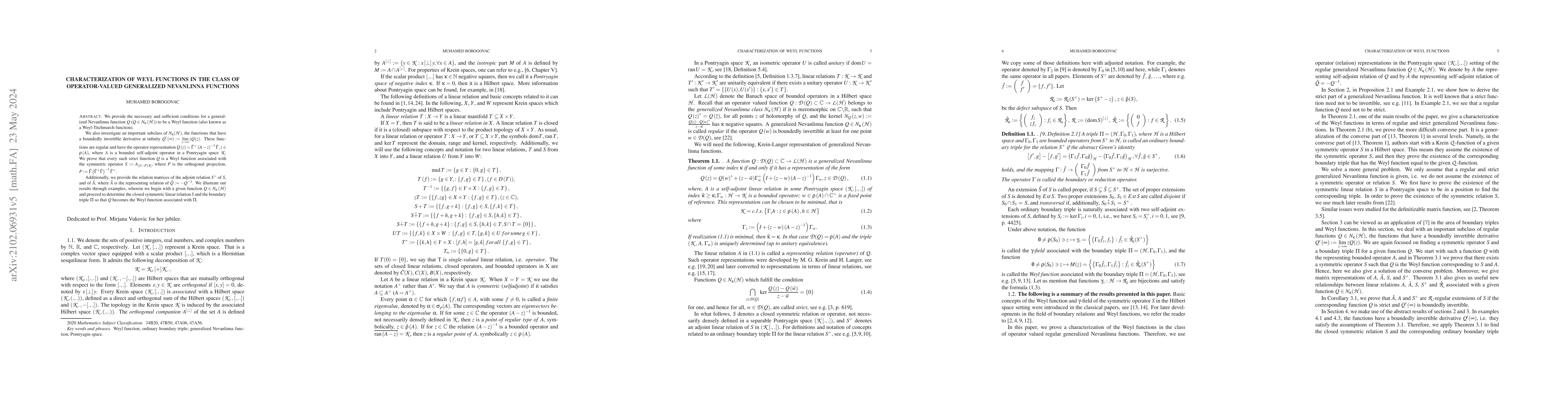 Thumbnail for Characterization of Weyl functions in the class of operator-valued
  generalized Nevanlinna functions