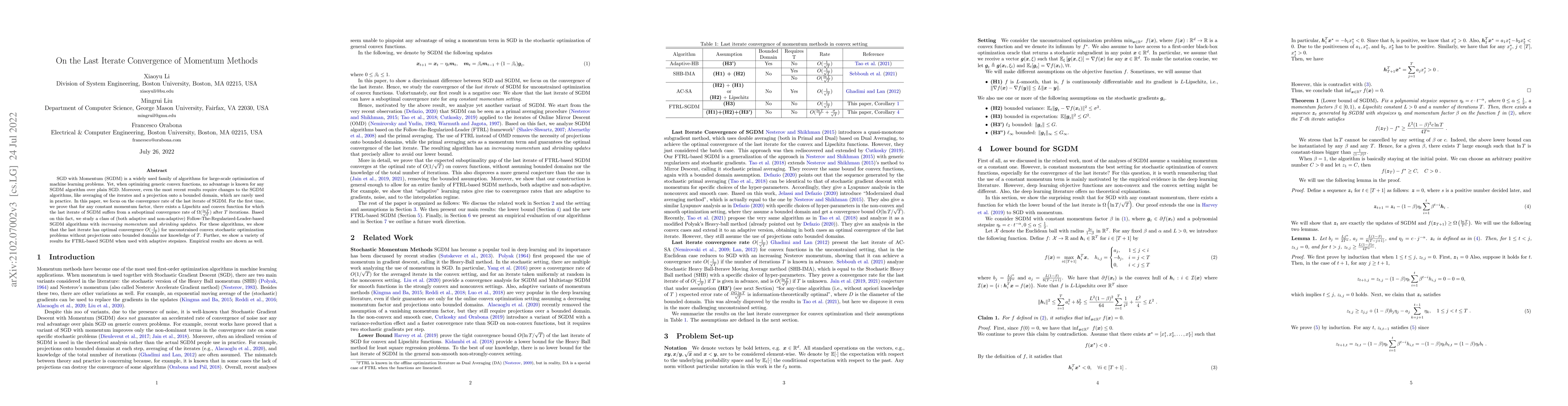 Thumbnail for On the Last Iterate Convergence of Momentum Methods