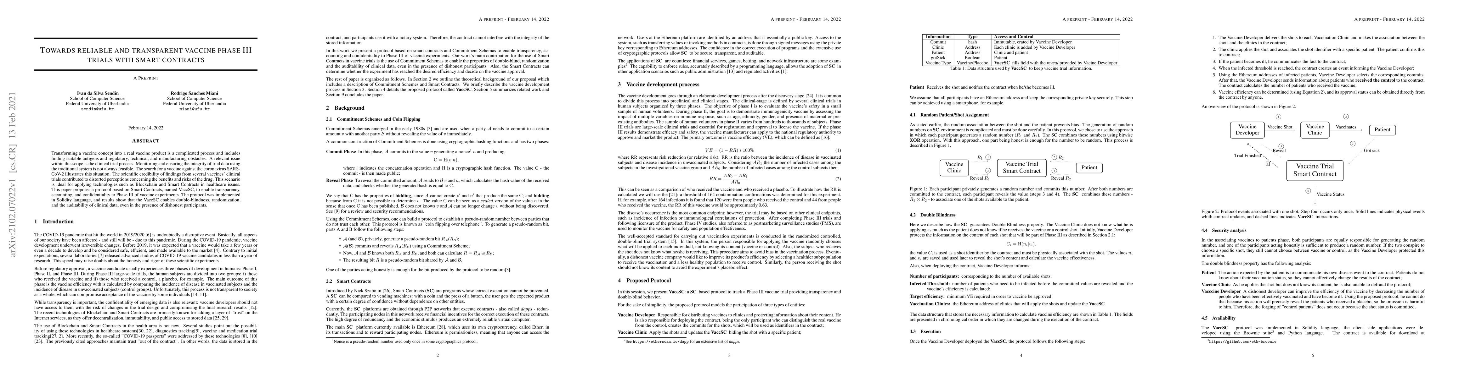 Thumbnail for Towards reliable and transparent vaccine phase III trials with smart
  contracts