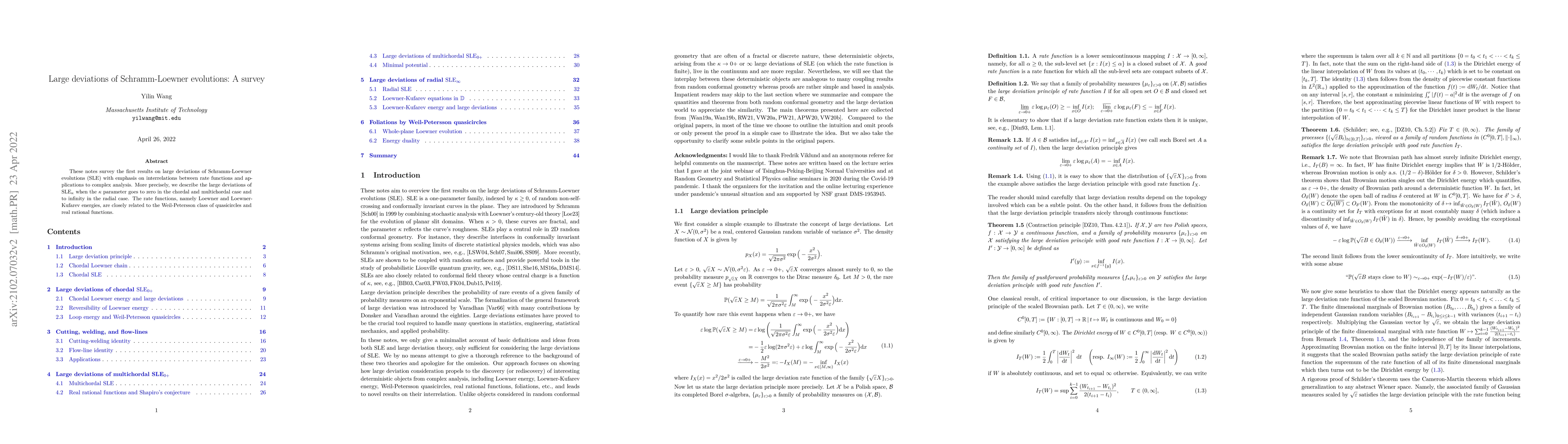 Thumbnail for Large deviations of Schramm-Loewner evolutions: A survey