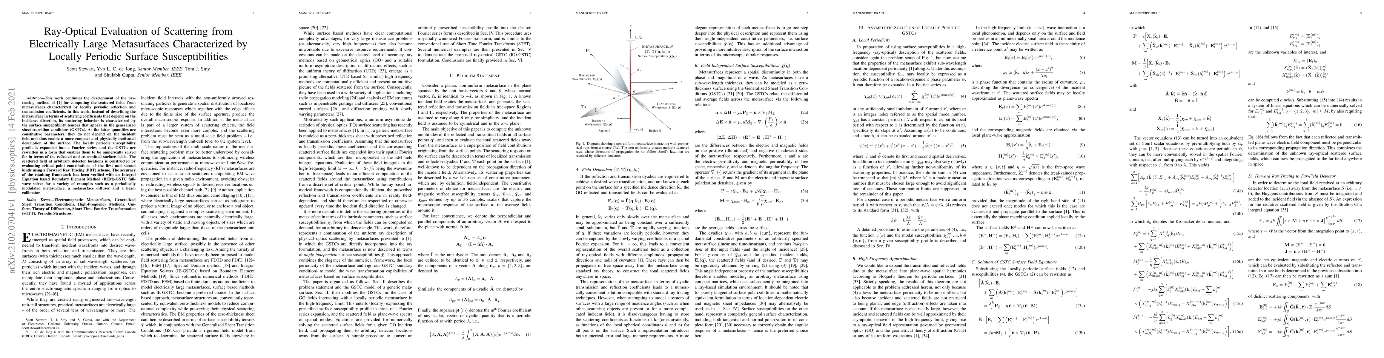 Thumbnail for Ray-Optical Evaluation of Scattering from Electrically Large
  Metasurfaces Characterized by Locally Periodic Surface Susceptibilities