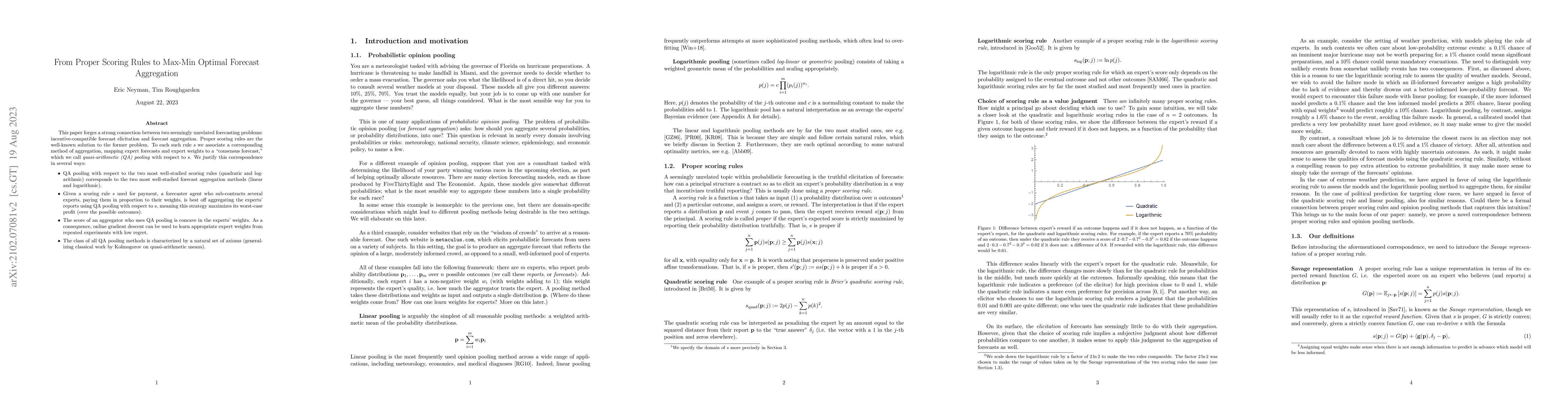Thumbnail for From Proper Scoring Rules to Max-Min Optimal Forecast Aggregation