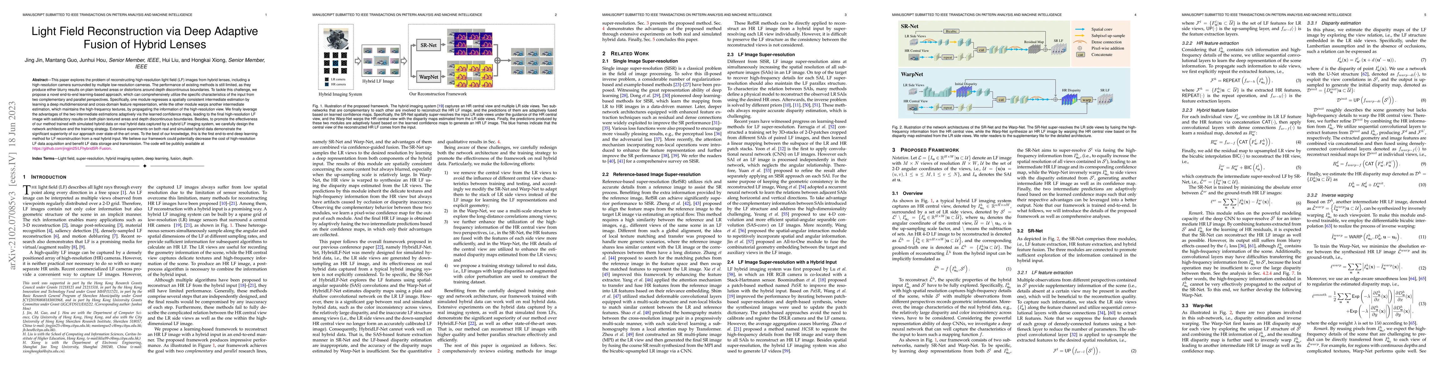 Thumbnail for Light Field Reconstruction via Deep Adaptive Fusion of Hybrid Lenses