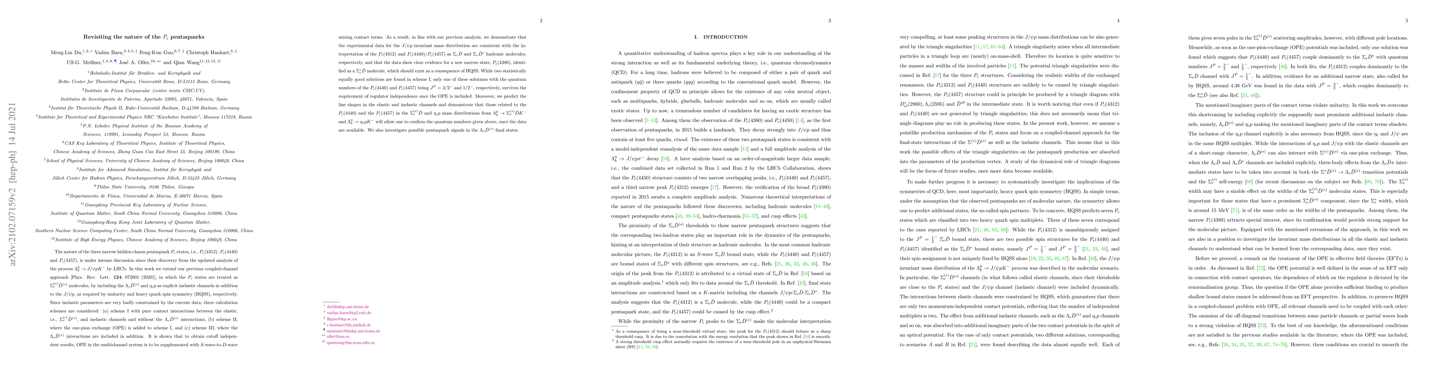 Thumbnail for Revisiting the nature of the $P_c$ pentaquarks