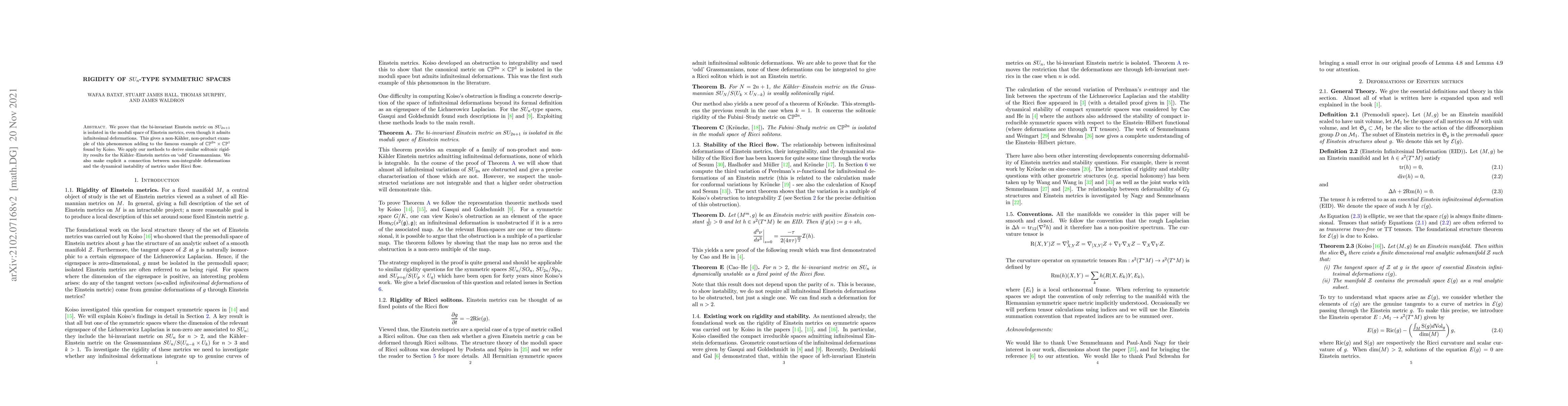 Thumbnail for Rigidity of $SU_n$-type symmetric spaces