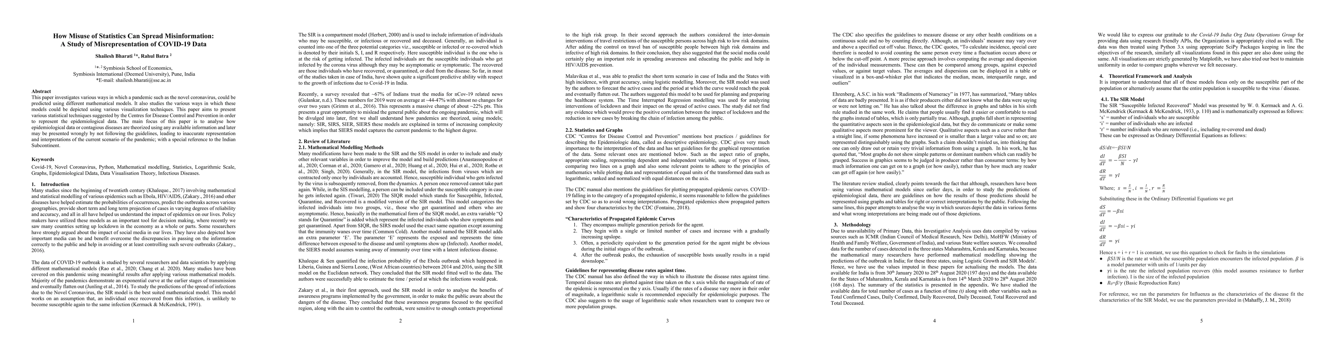 Thumbnail for How Misuse of Statistics Can Spread Misinformation: A Study of
  Misrepresentation of COVID-19 Data