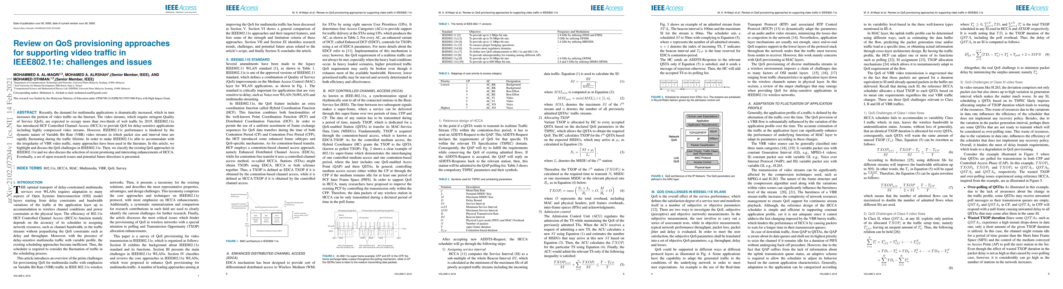 Thumbnail for Review on QoS provisioning approaches for supporting video traffic in
  IEEE802.11e: challenges and issues