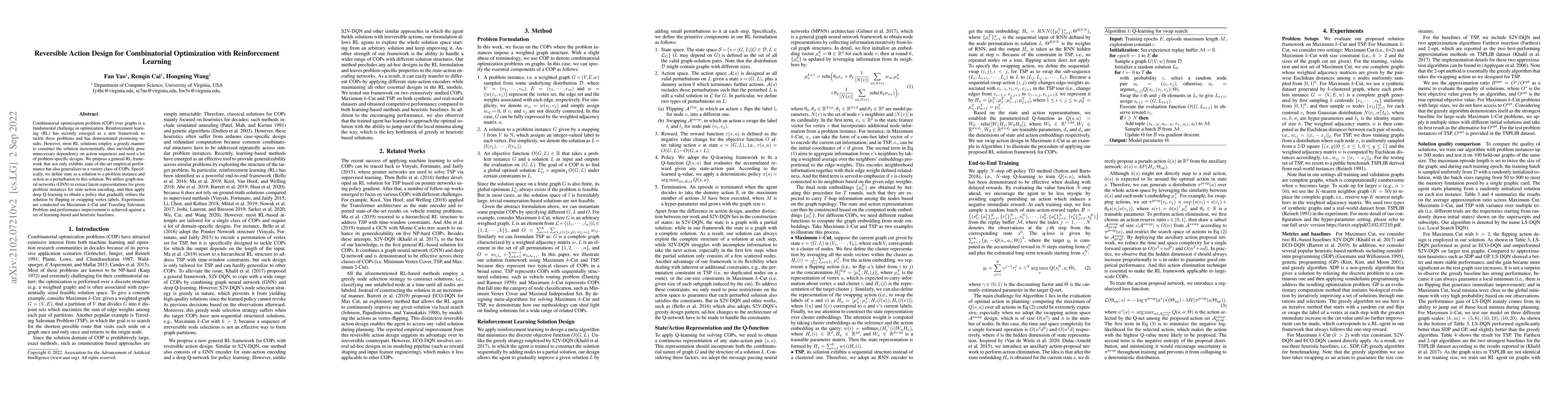 Thumbnail for Reversible Action Design for Combinatorial Optimization with
  Reinforcement Learning