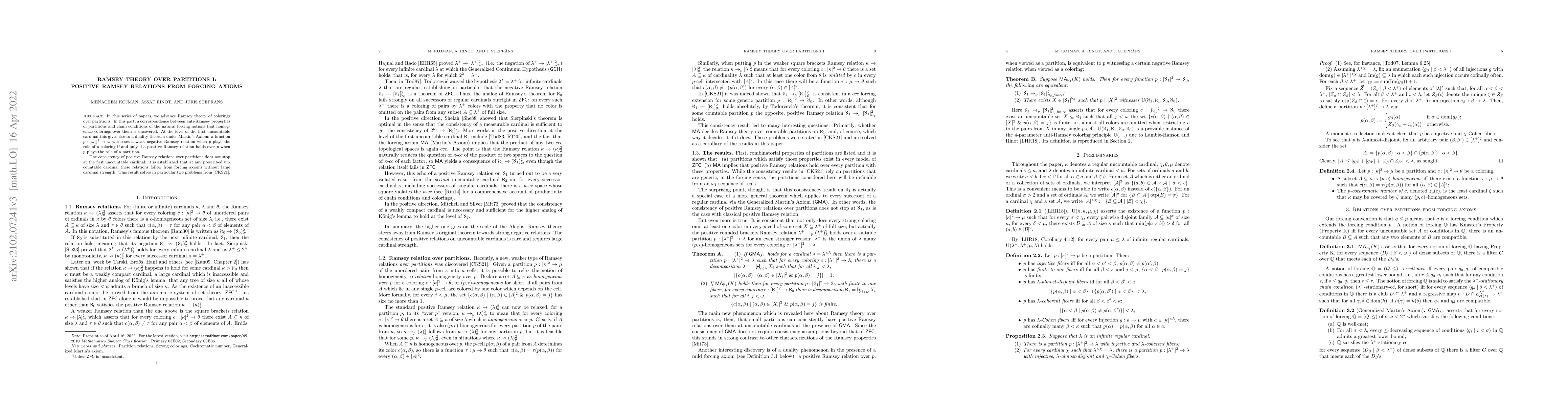 Thumbnail for Ramsey theory over partitions I: Positive Ramsey relations from forcing
  axioms