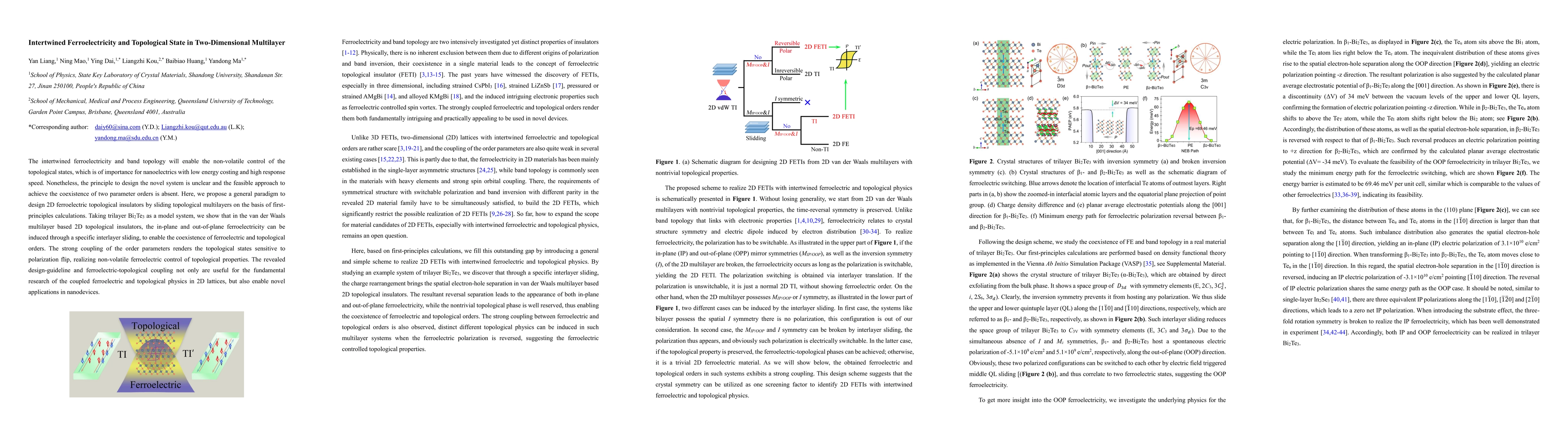 Thumbnail for Intertwined Ferroelectricity and Topological State in Two-Dimensional
  Multilayer