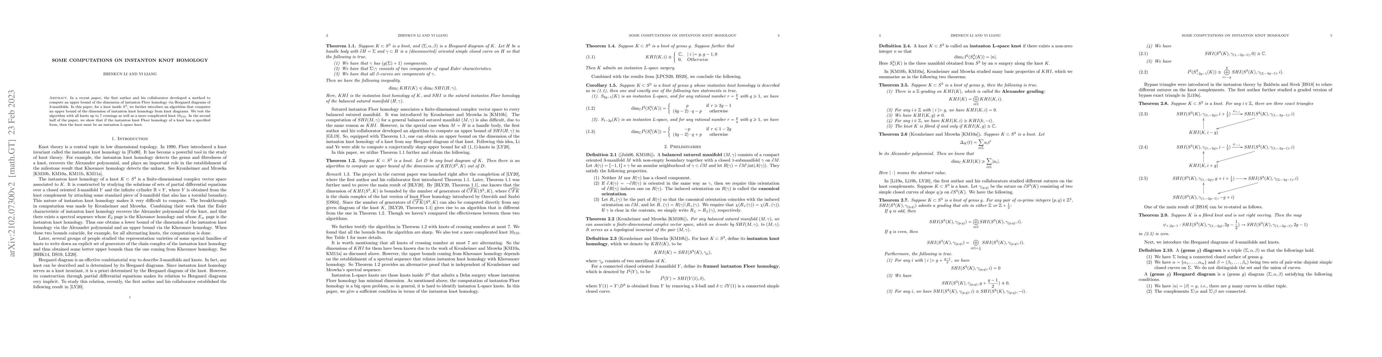 Thumbnail for Some Computations on Instanton Knot Homology