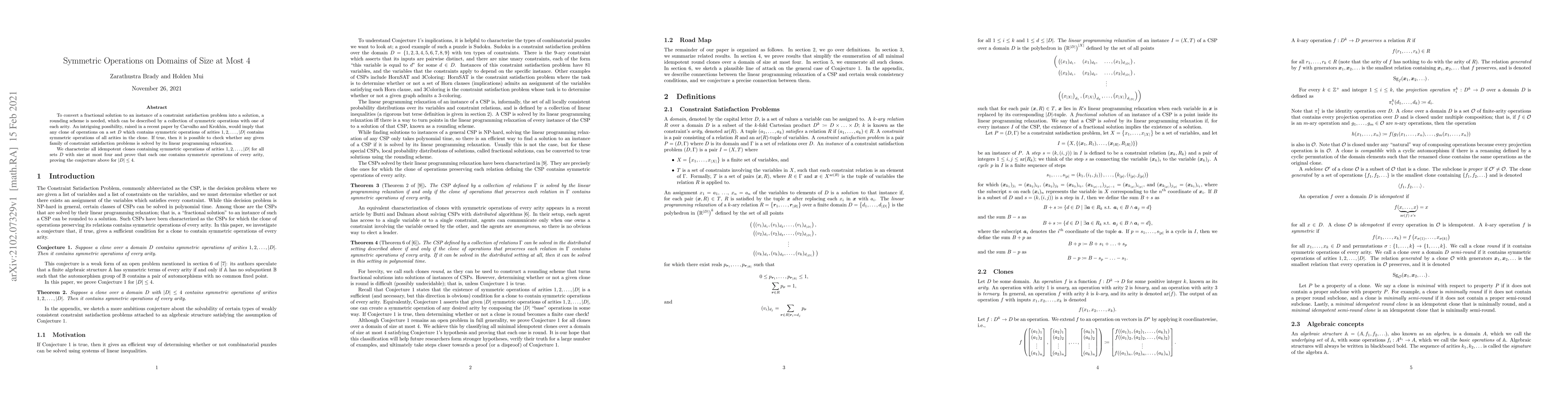 Thumbnail for Symmetric Operations on Domains of Size at Most 4