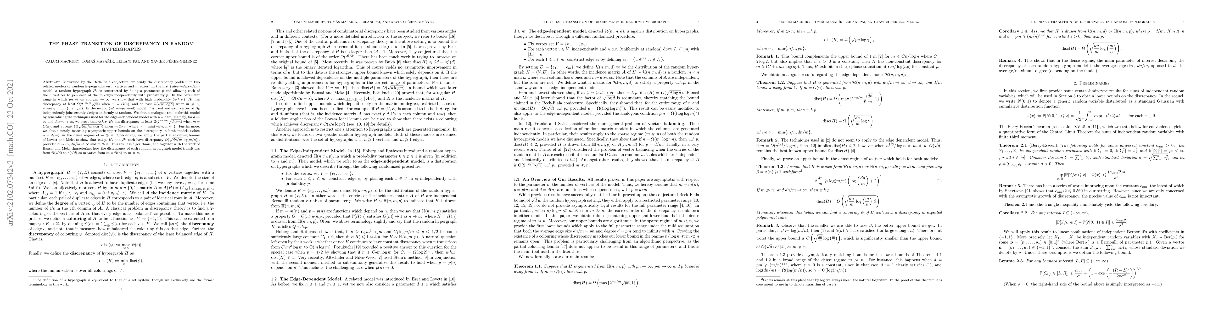 Thumbnail for The Phase Transition of Discrepancy in Random Hypergraphs
