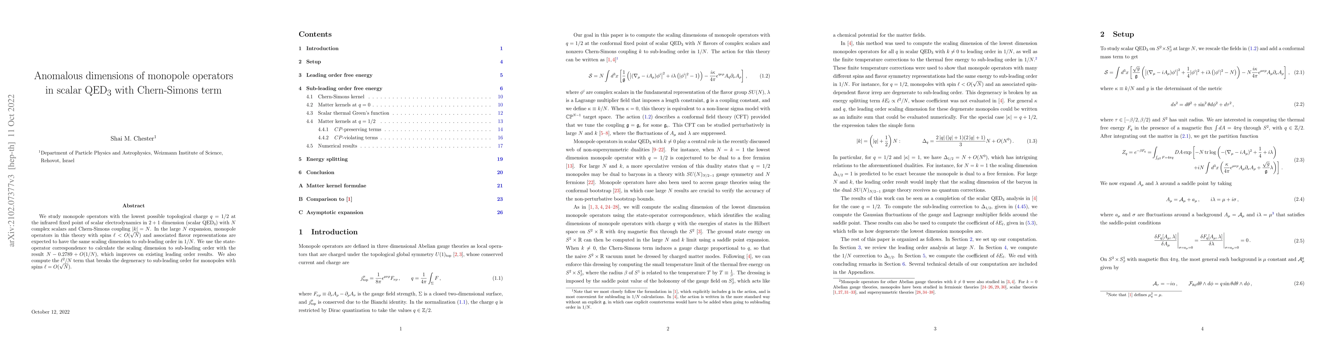 Thumbnail for Anomalous dimensions of monopole operators in scalar QED$_3$ with
  Chern-Simons term