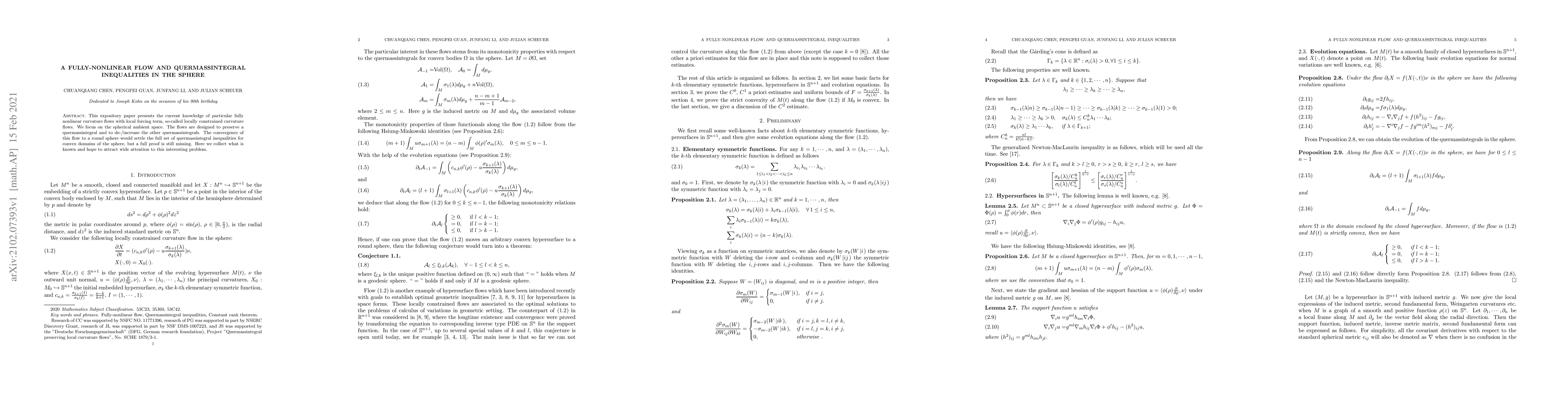 Thumbnail for A fully-nonlinear flow and quermassintegral inequalities in the sphere