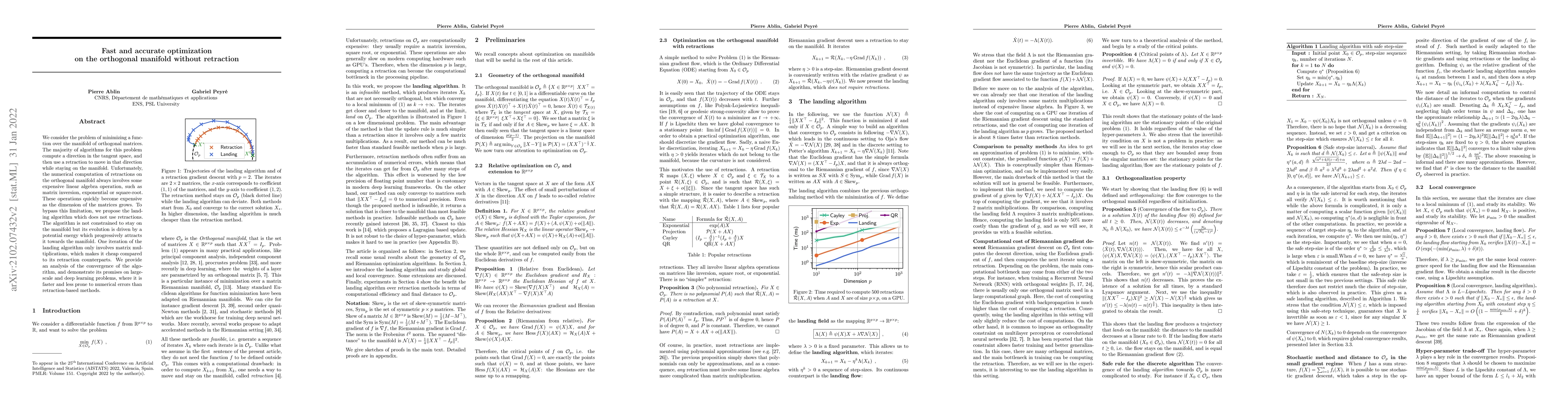 Thumbnail for Fast and accurate optimization on the orthogonal manifold without
  retraction
