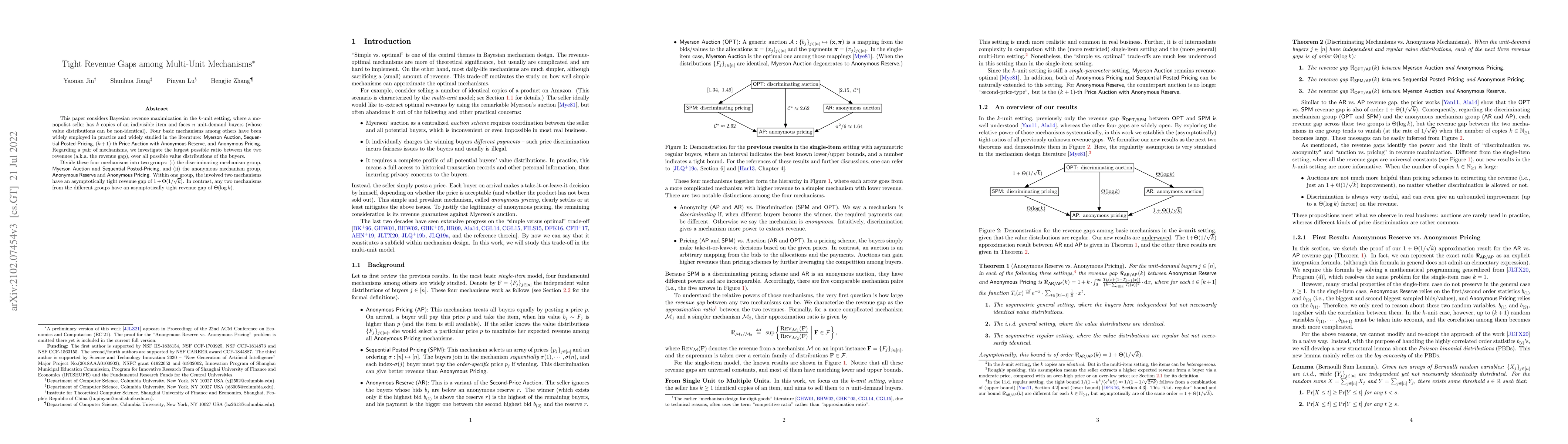 Thumbnail for Tight Revenue Gaps among Multi-Unit Mechanisms