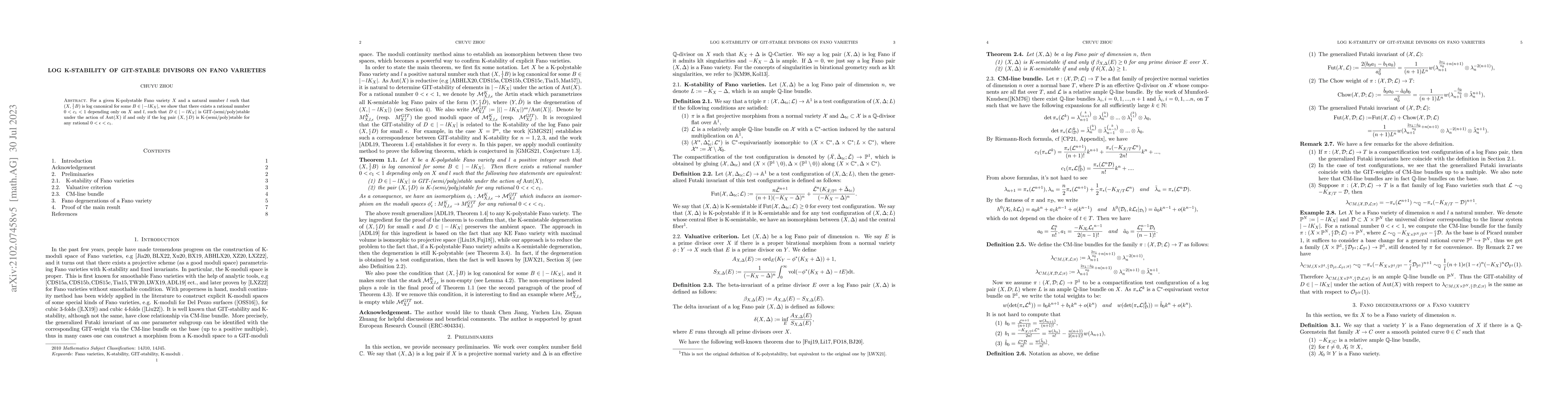 Thumbnail for Log K-stability of GIT-stable divisors on Fano varieties