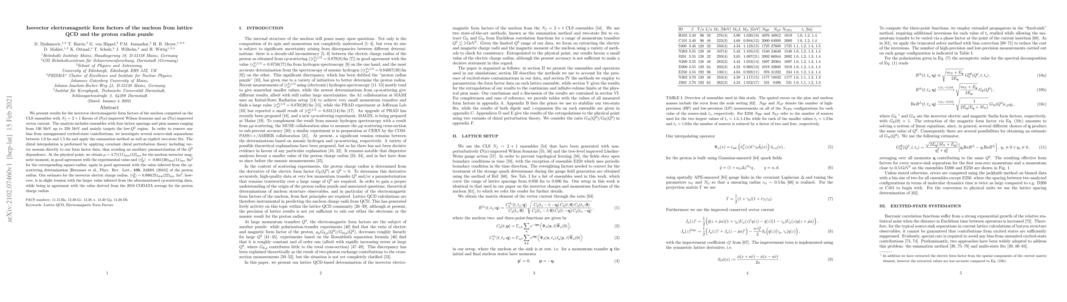 Thumbnail for Isovector electromagnetic form factors of the nucleon from lattice QCD
  and the proton radius puzzle