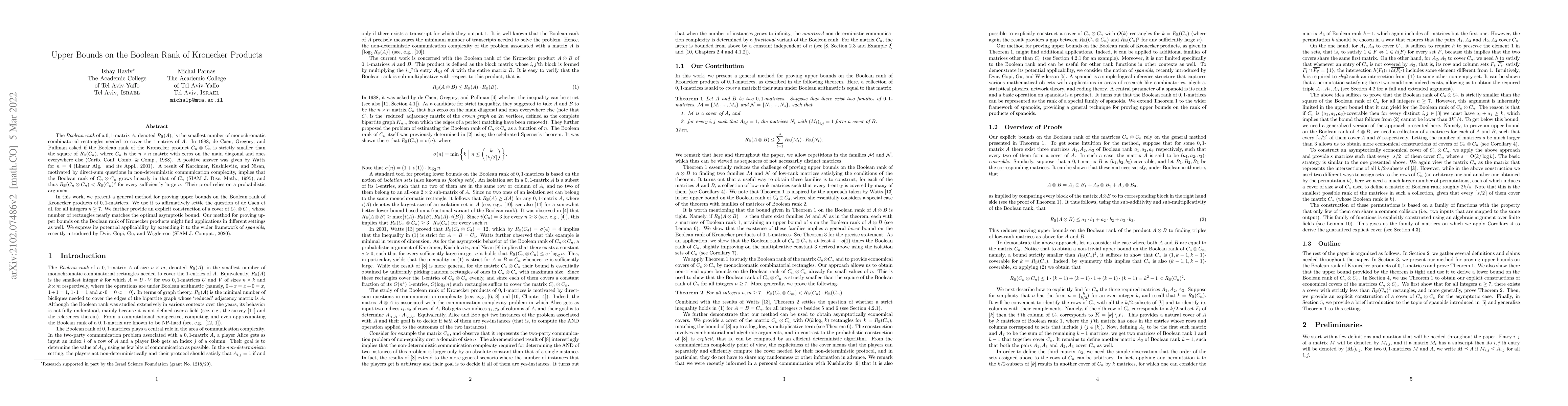 Thumbnail for Upper Bounds on the Boolean Rank of Kronecker Products
