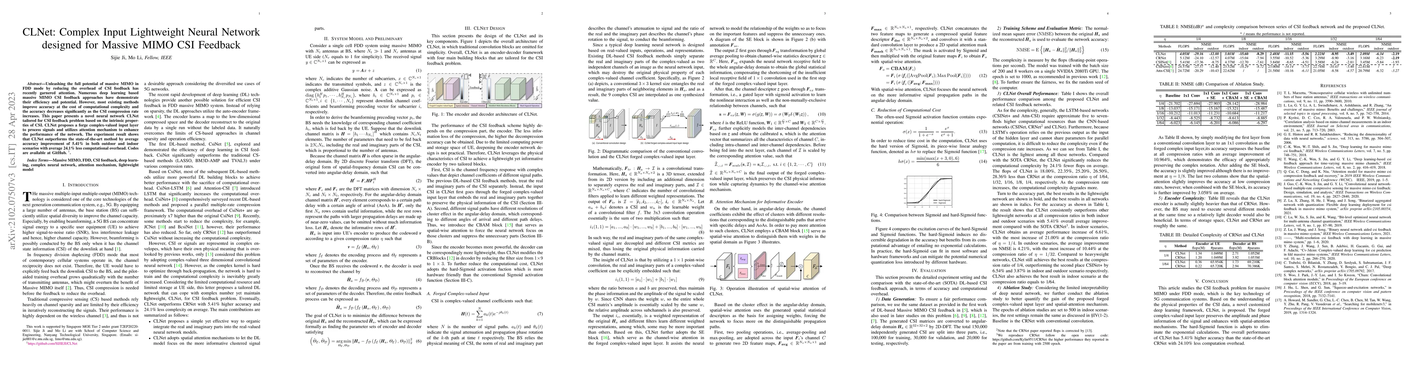 Thumbnail for CLNet: Complex Input Lightweight Neural Network designed for Massive
  MIMO CSI Feedback