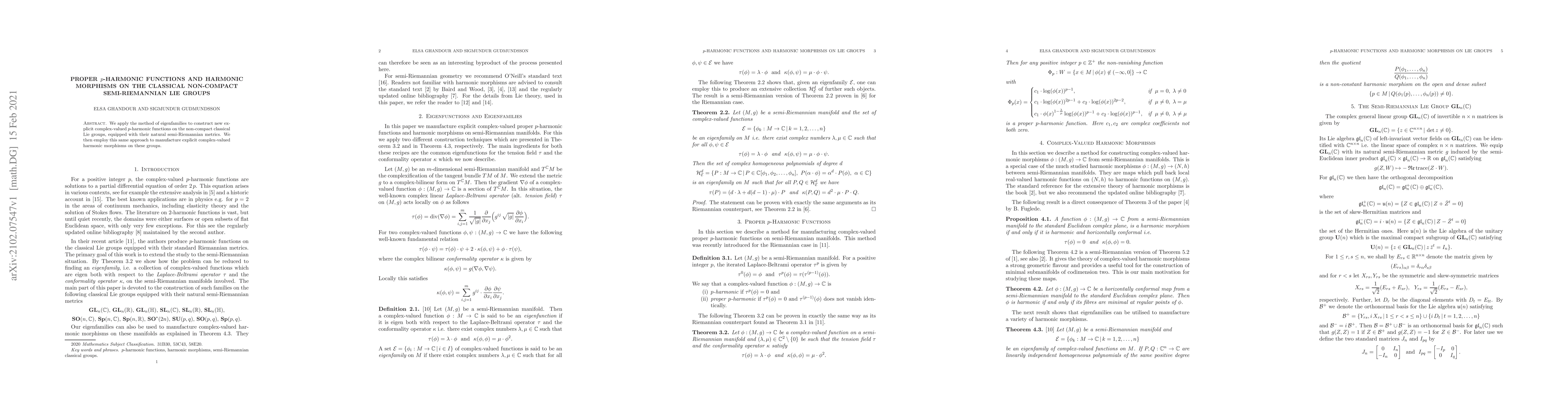 Thumbnail for Proper p-harmonic functions and harmonic morphisms on the classical
  non-compact semi-Riemannian Lie groups