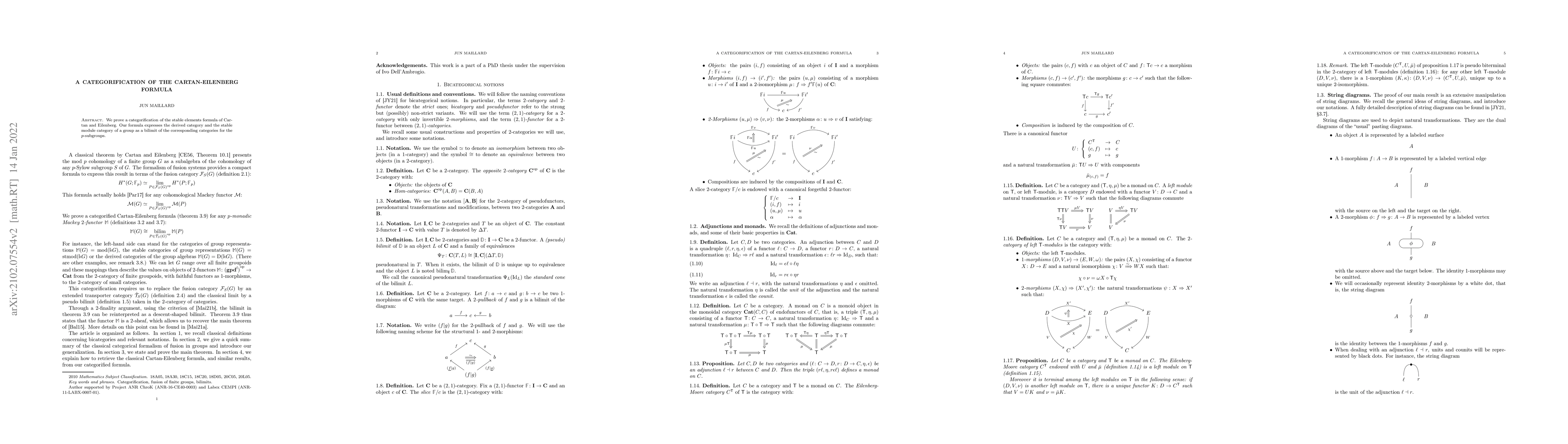 Thumbnail for A categorification of the Cartan-Eilenberg formula