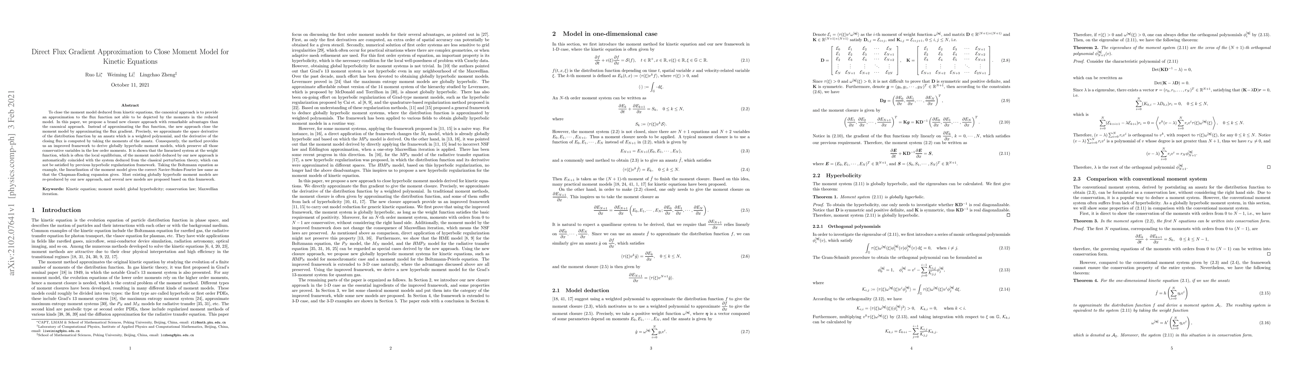 Thumbnail for Direct Flux Gradient Approximation to Close Moment Model for Kinetic
  Equations