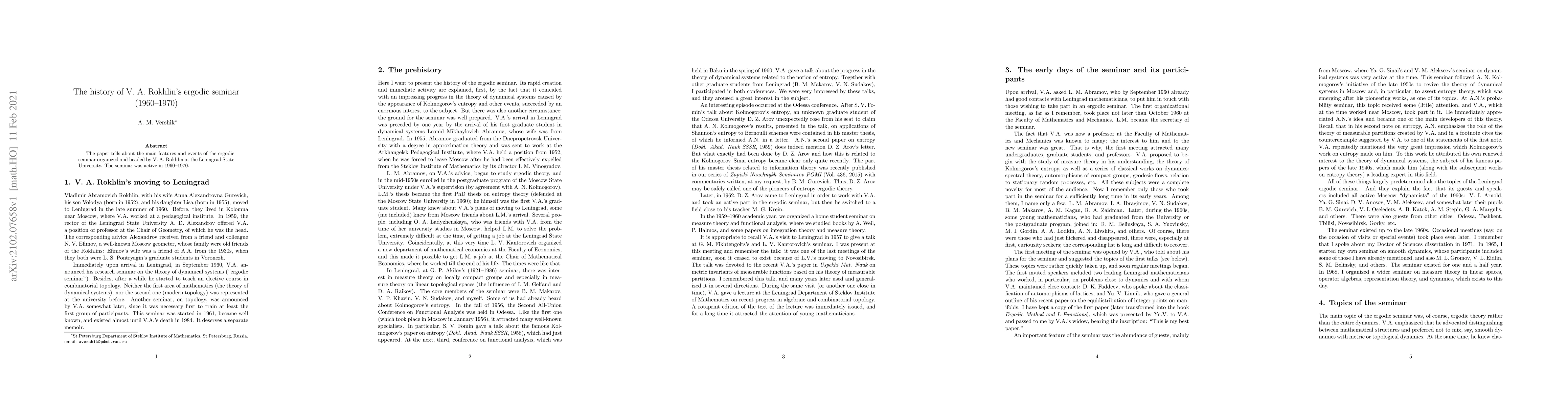 Thumbnail for The history of V. A. Rokhlin's ergodic seminar (1960--1970)