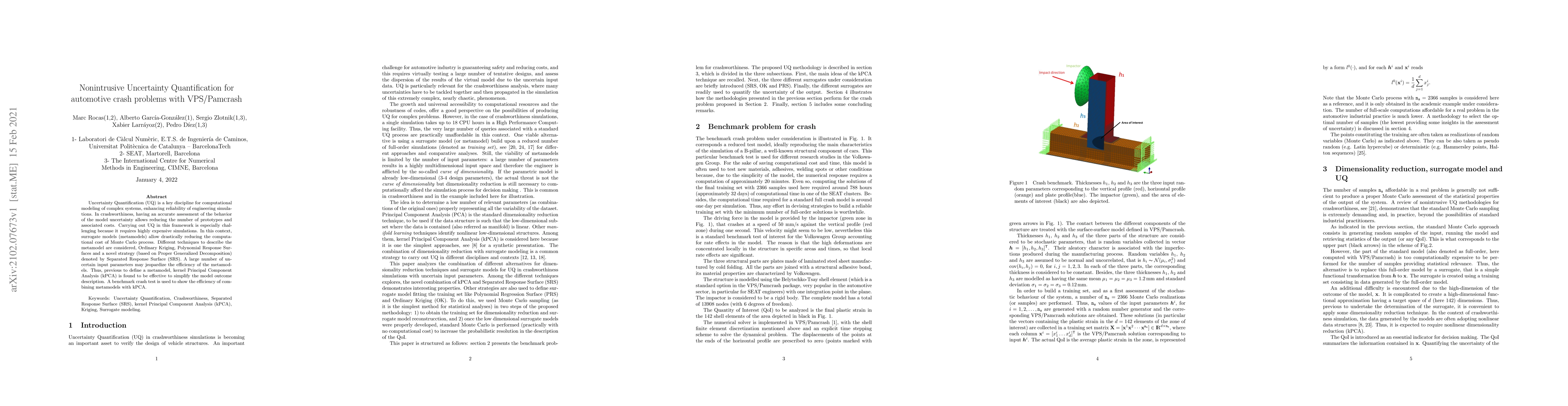 Thumbnail for Nonintrusive Uncertainty Quantification for automotive crash problems
  with VPS/Pamcrash