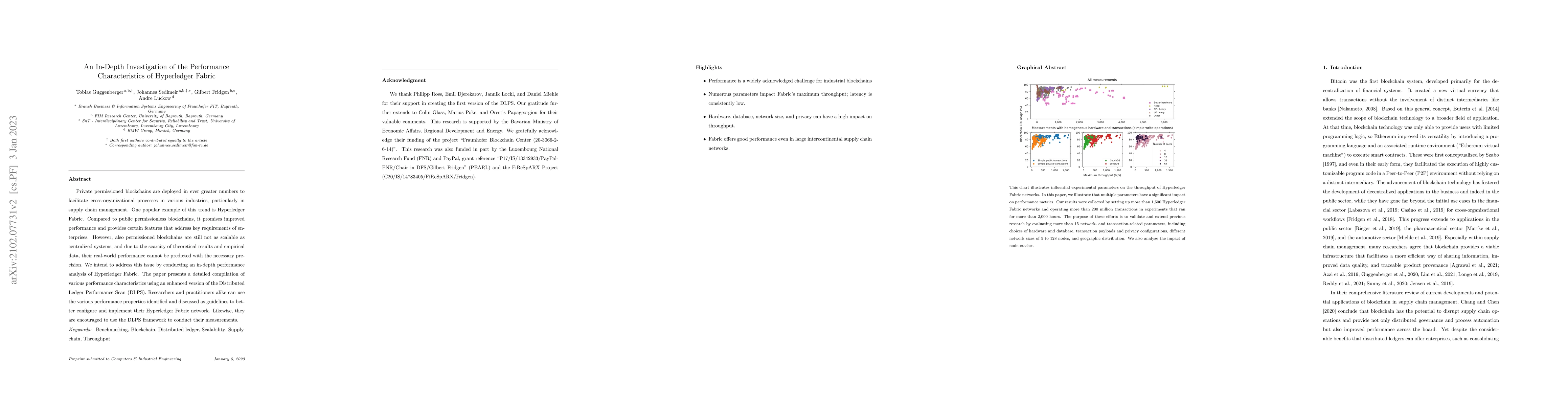 Thumbnail for An In-Depth Investigation of the Performance Characteristics of
  Hyperledger Fabric