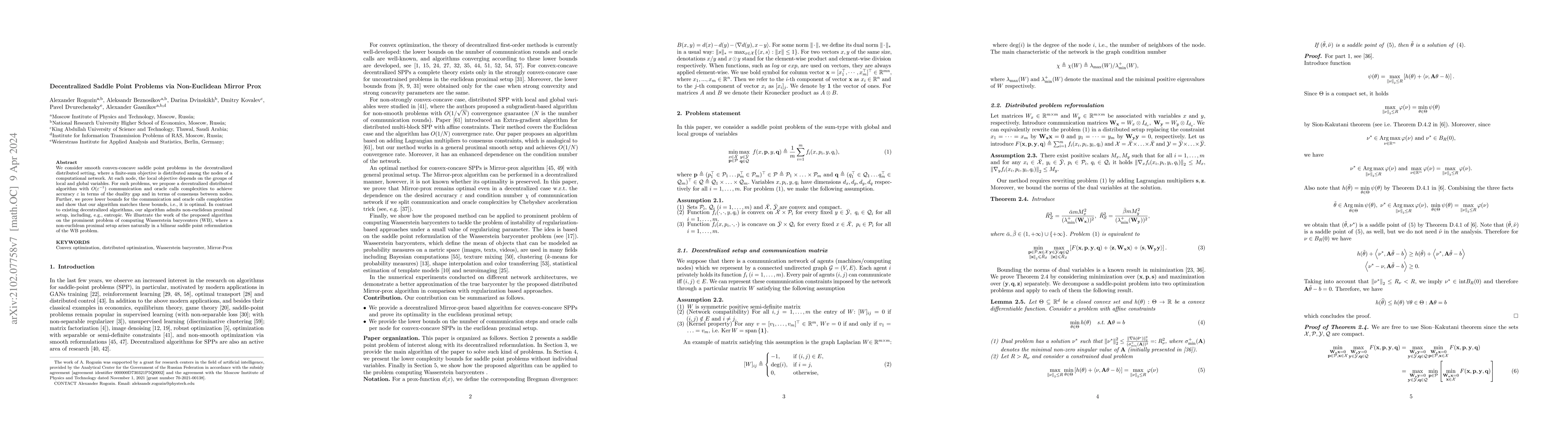 Thumbnail for Decentralized Distributed Optimization for Saddle Point Problems