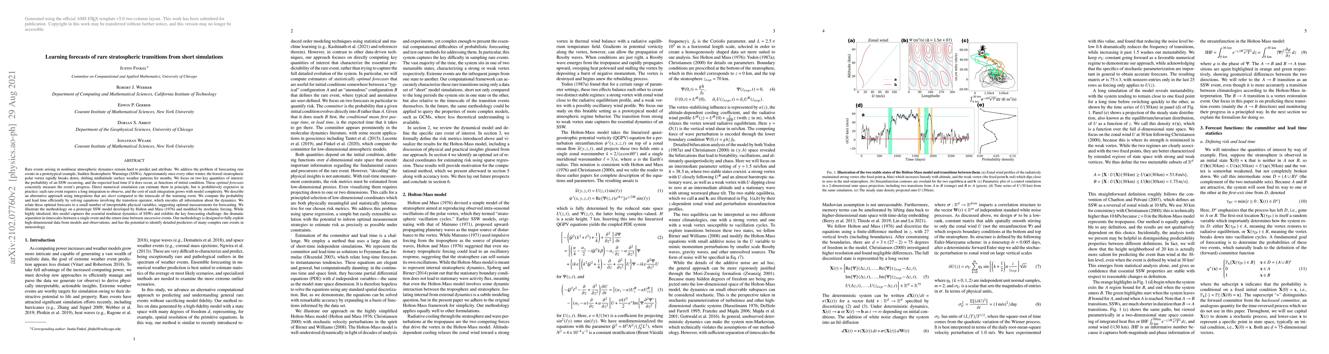 Thumbnail for Learning forecasts of rare stratospheric transitions from short
  simulations