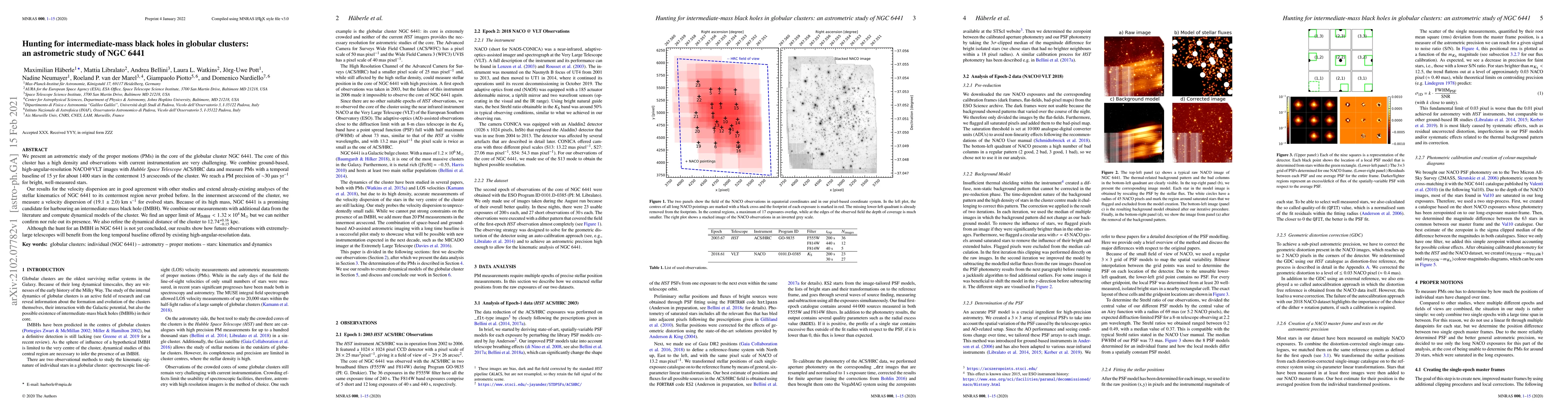 Thumbnail for Hunting for intermediate-mass black holes in globular clusters: an
  astrometric study of NGC 6441