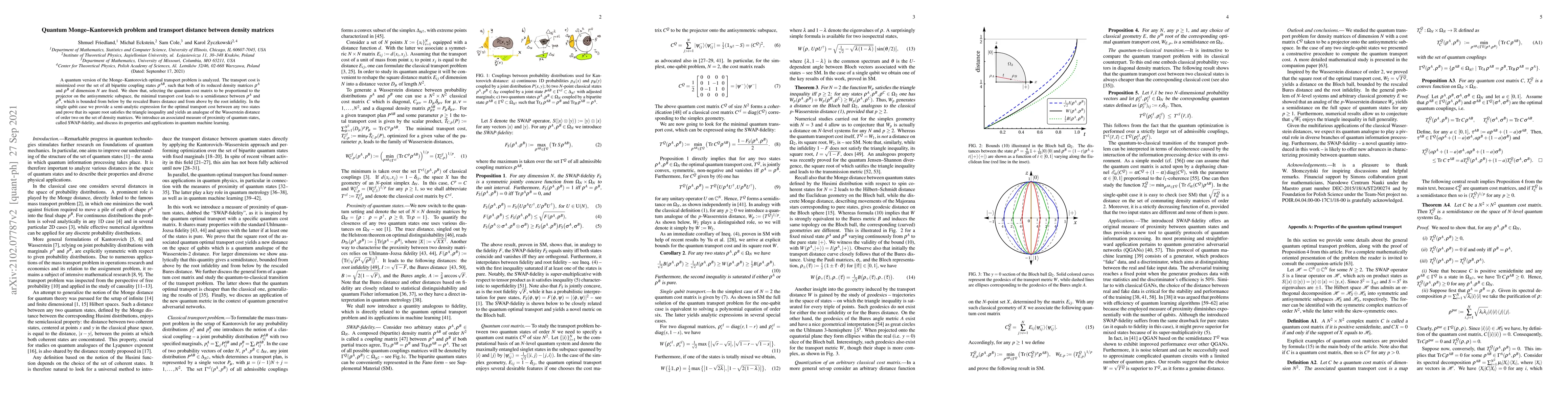 Thumbnail for Quantum Monge-Kantorovich problem and transport distance between density
  matrices