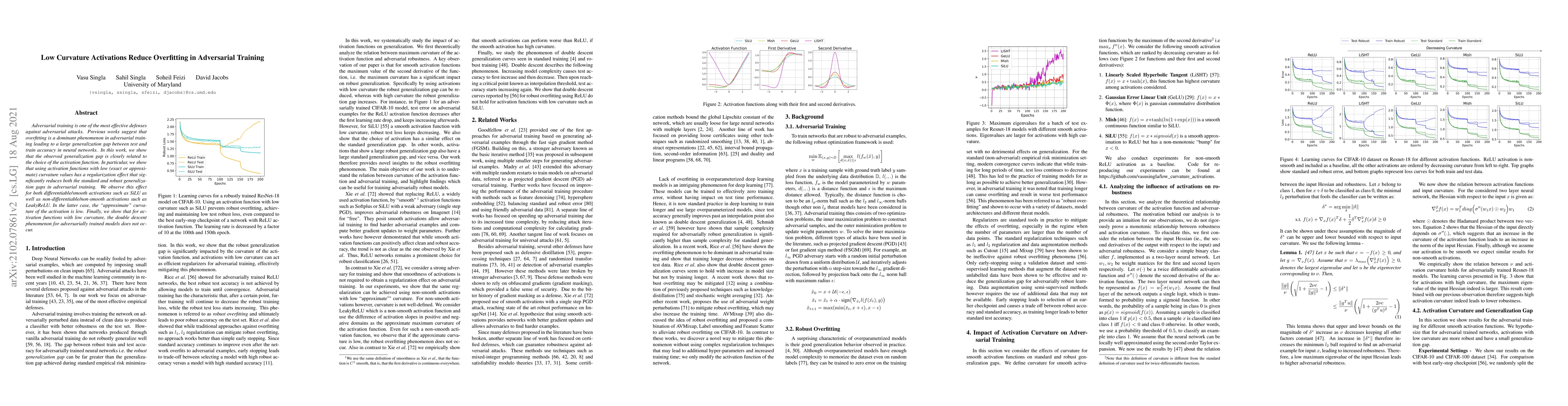 Thumbnail for Low Curvature Activations Reduce Overfitting in Adversarial Training