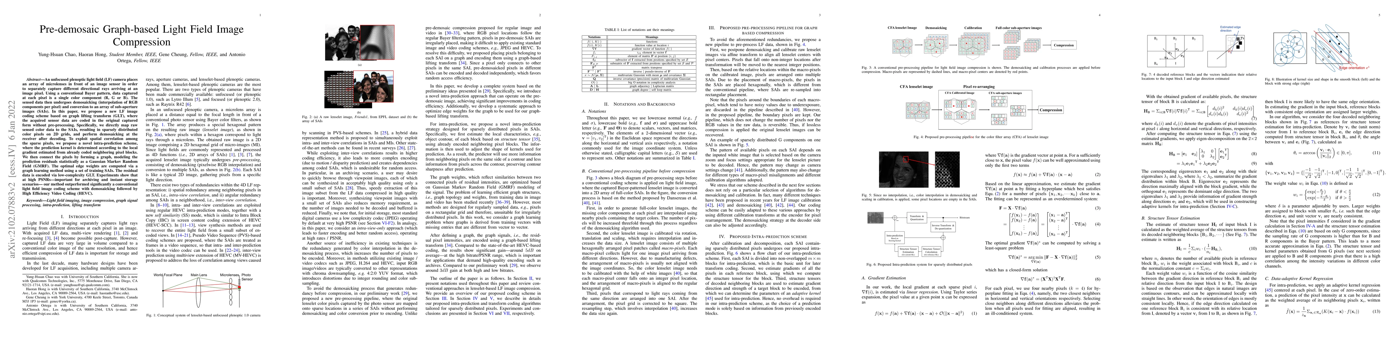 Thumbnail for Pre-demosaic Graph-based Light Field Image Compression
