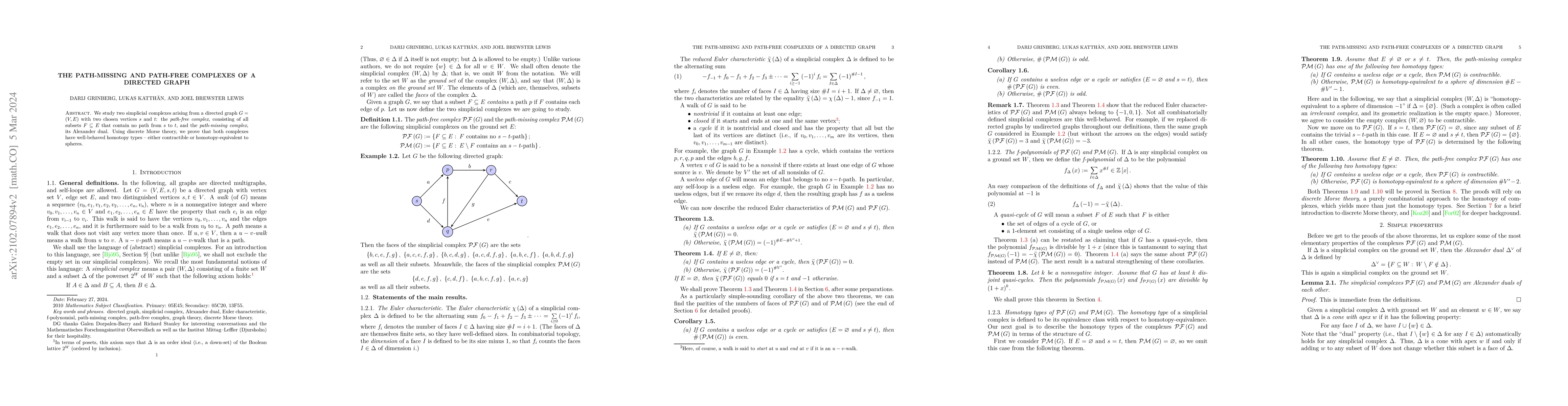 Thumbnail for The path-missing and path-free complexes of a directed graph