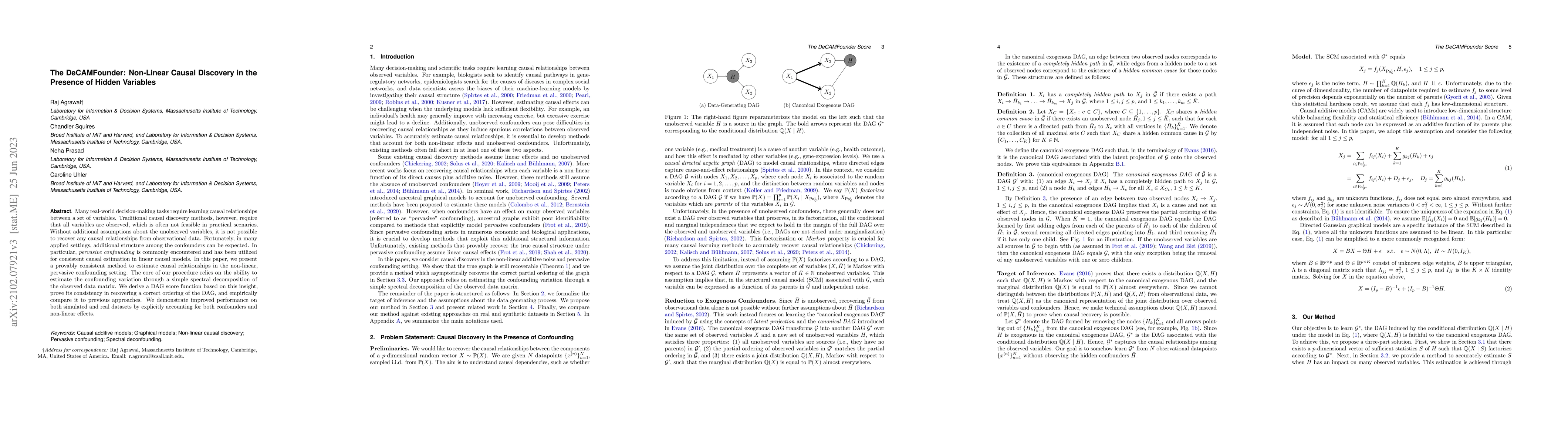 Thumbnail for The DeCAMFounder: Non-Linear Causal Discovery in the Presence of Hidden
  Variables
