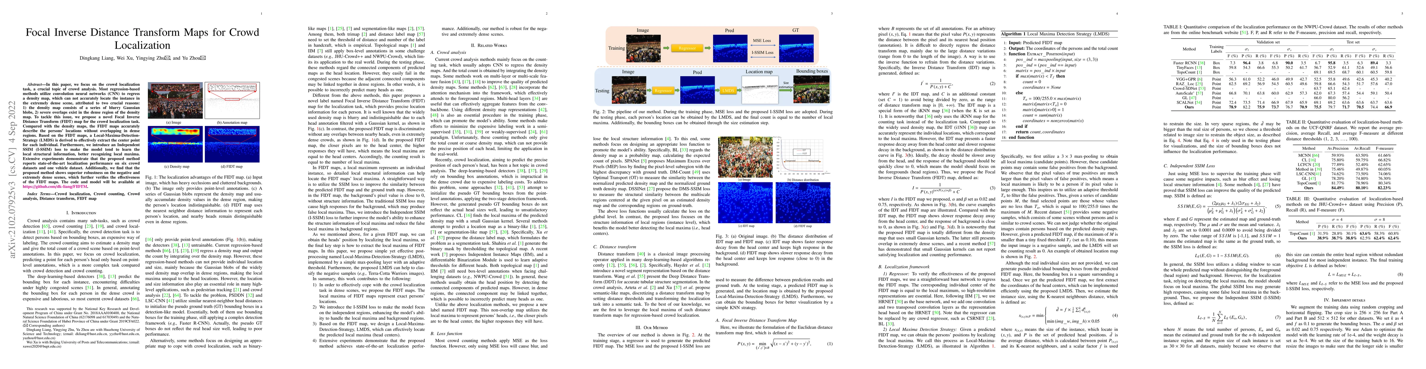 Thumbnail for Focal Inverse Distance Transform Maps for Crowd Localization