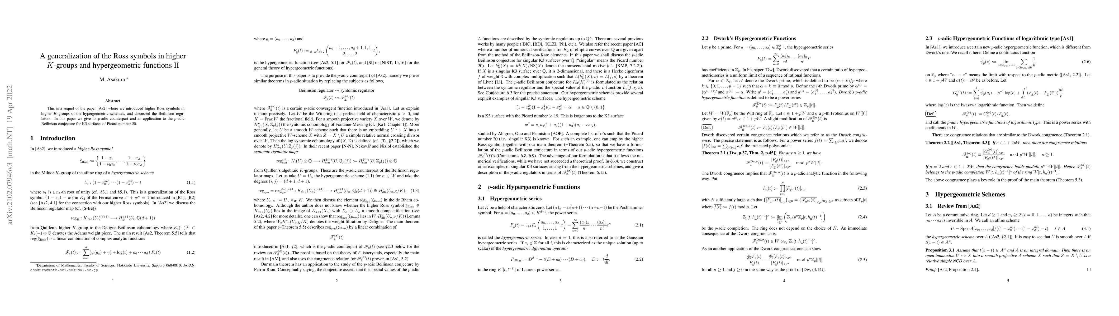 Thumbnail for A generalization of the Ross symbols in higher K-groups and
  hypergeometric functions II