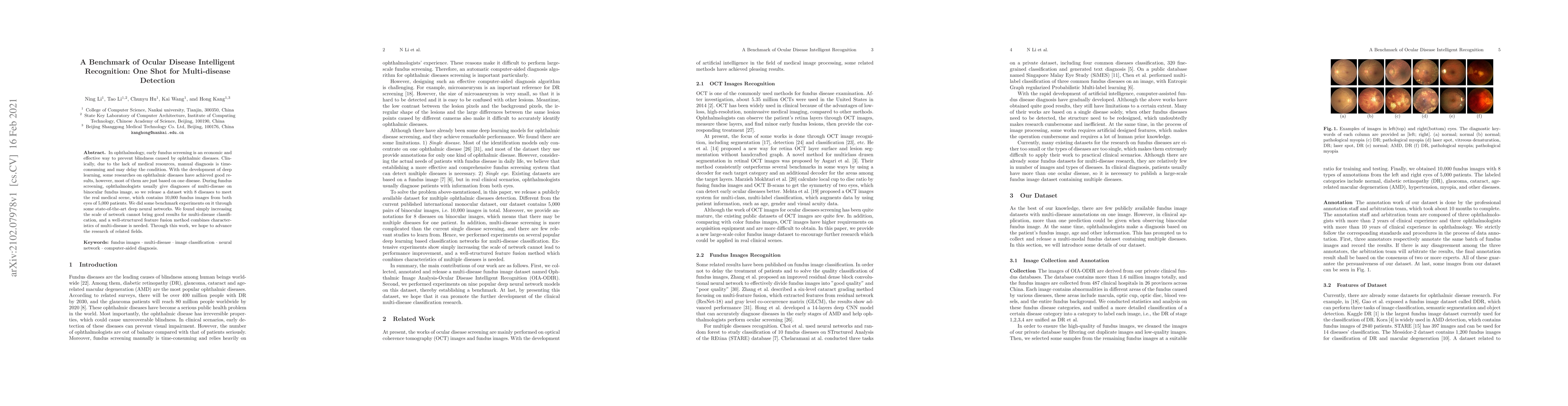 Thumbnail for A Benchmark of Ocular Disease Intelligent Recognition: One Shot for
  Multi-disease Detection