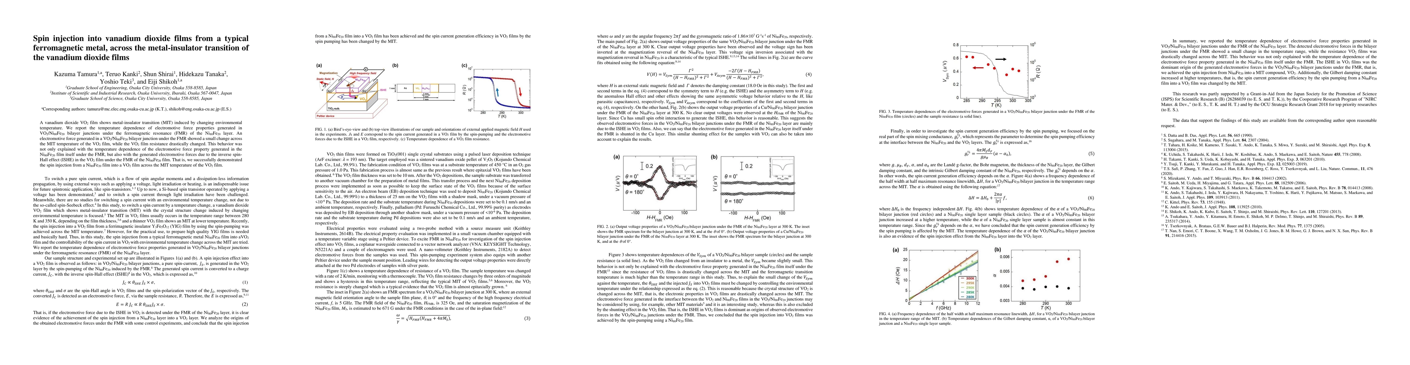 Thumbnail for Spin injection into vanadium dioxide films from a typical ferromagnetic
  metal, across the metal-insulator transition of the vanadium dioxide films