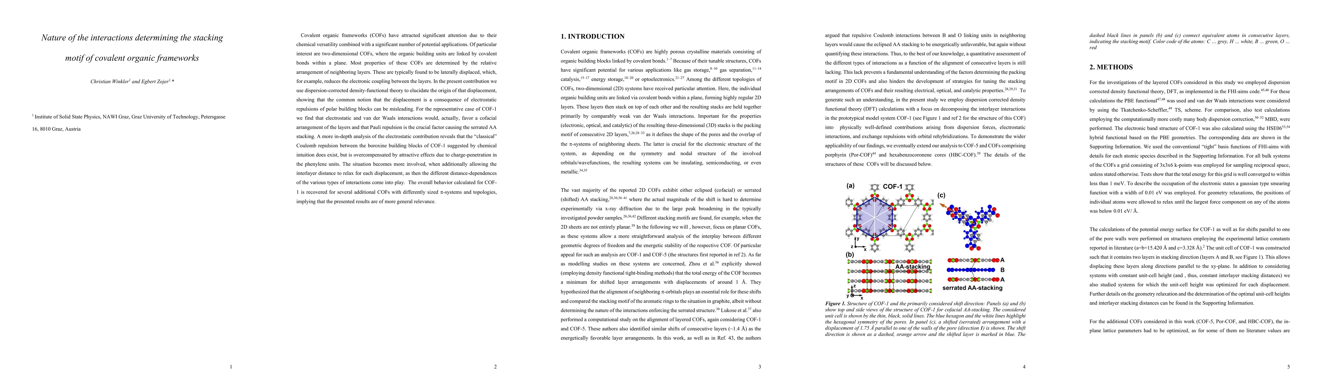 Thumbnail for Nature of the interactions determining the stacking motif of covalent
  organic frameworks