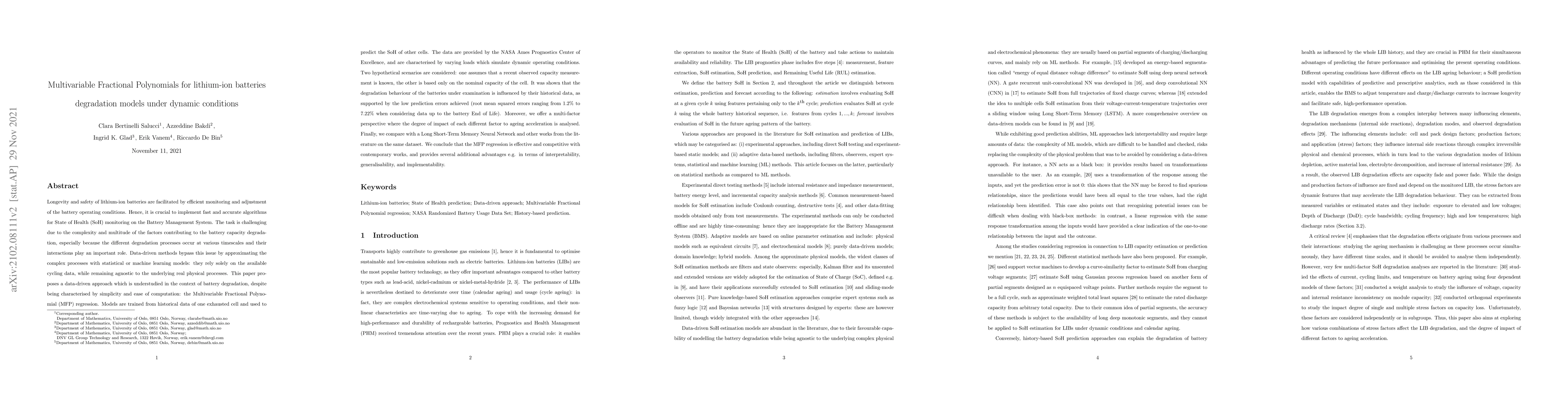 Thumbnail for Multivariable Fractional Polynomials for lithium-ion batteries
  degradation models under dynamic conditions
