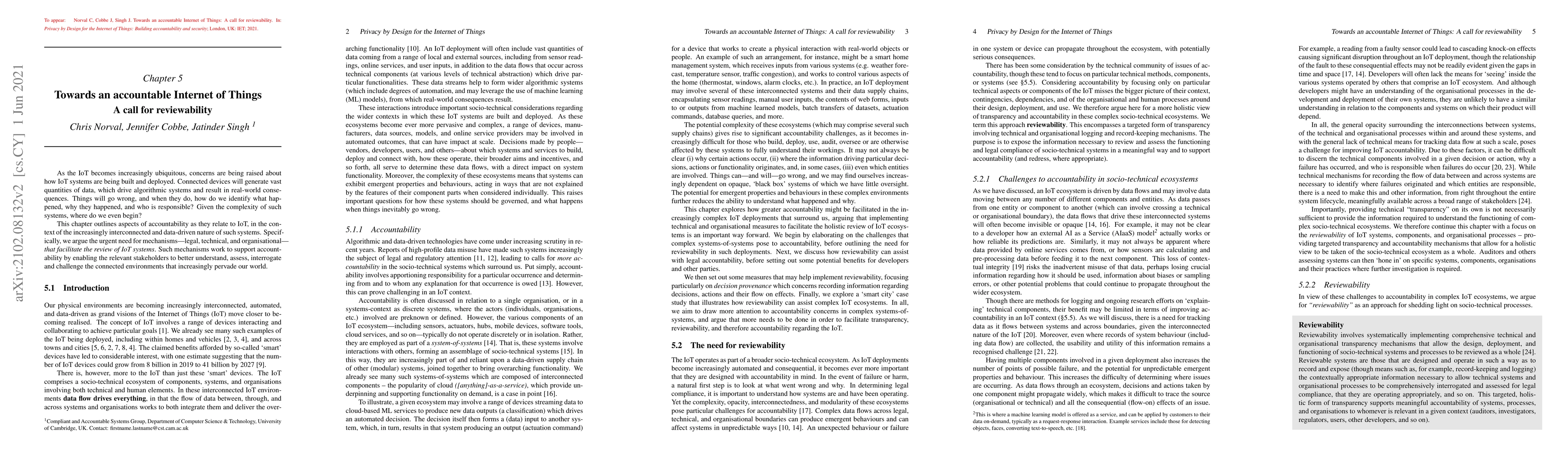 Thumbnail for Towards an accountable Internet of Things: A call for reviewability