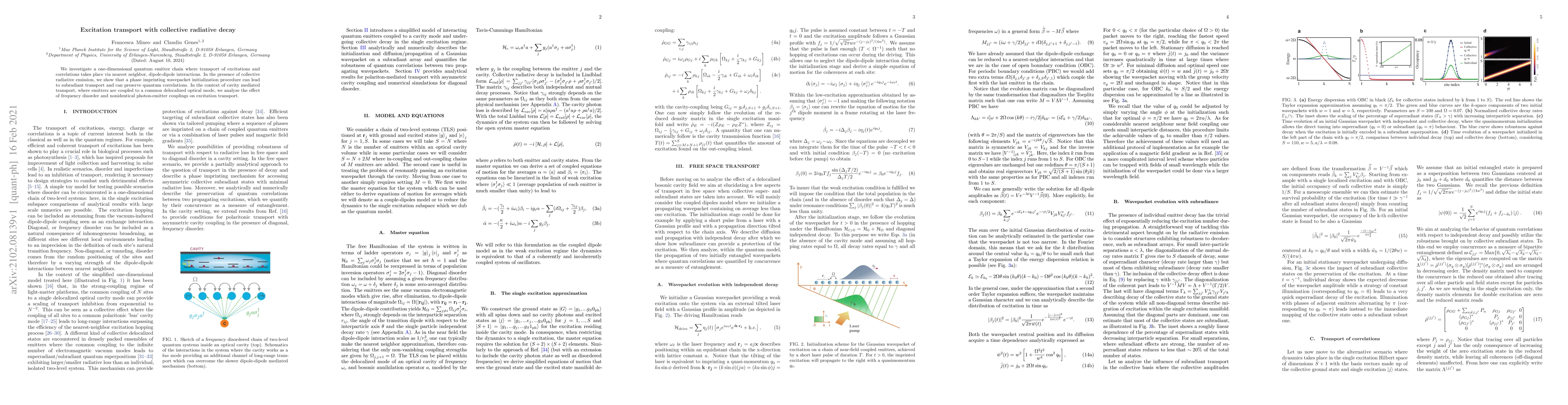 Thumbnail for Excitation transport with collective radiative decay