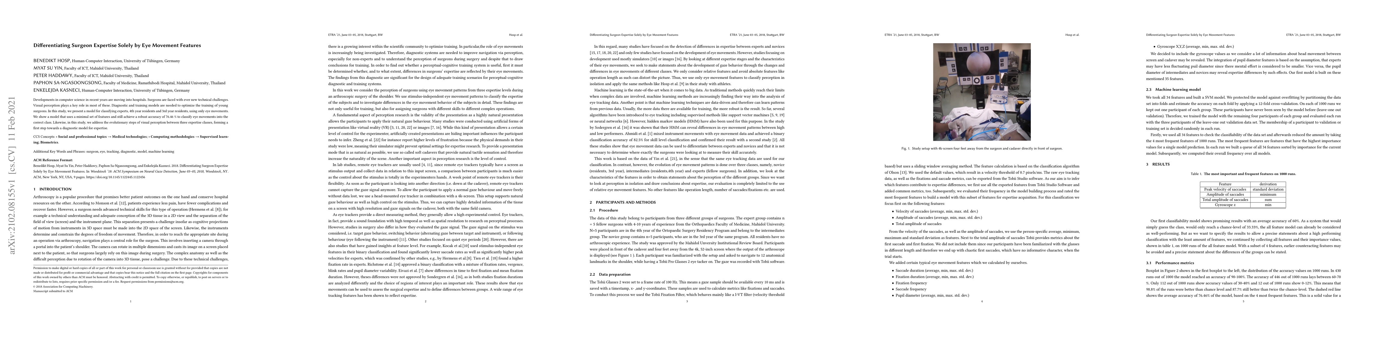 Thumbnail for Differentiating Surgeon Expertise Solely by Eye Movement Features