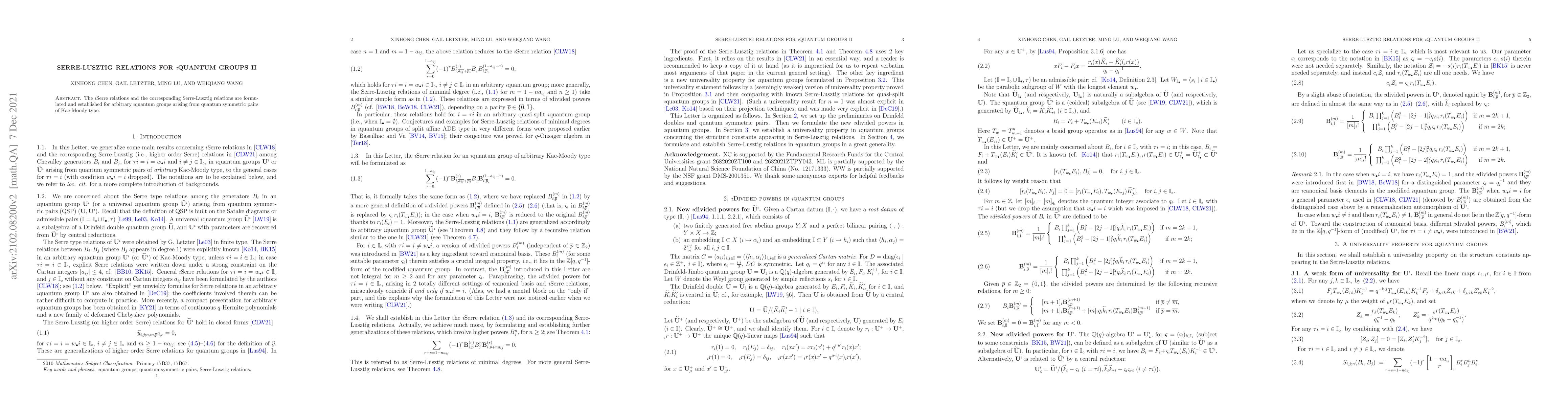 Thumbnail for Serre-Lusztig relations for $\imath$quantum groups II